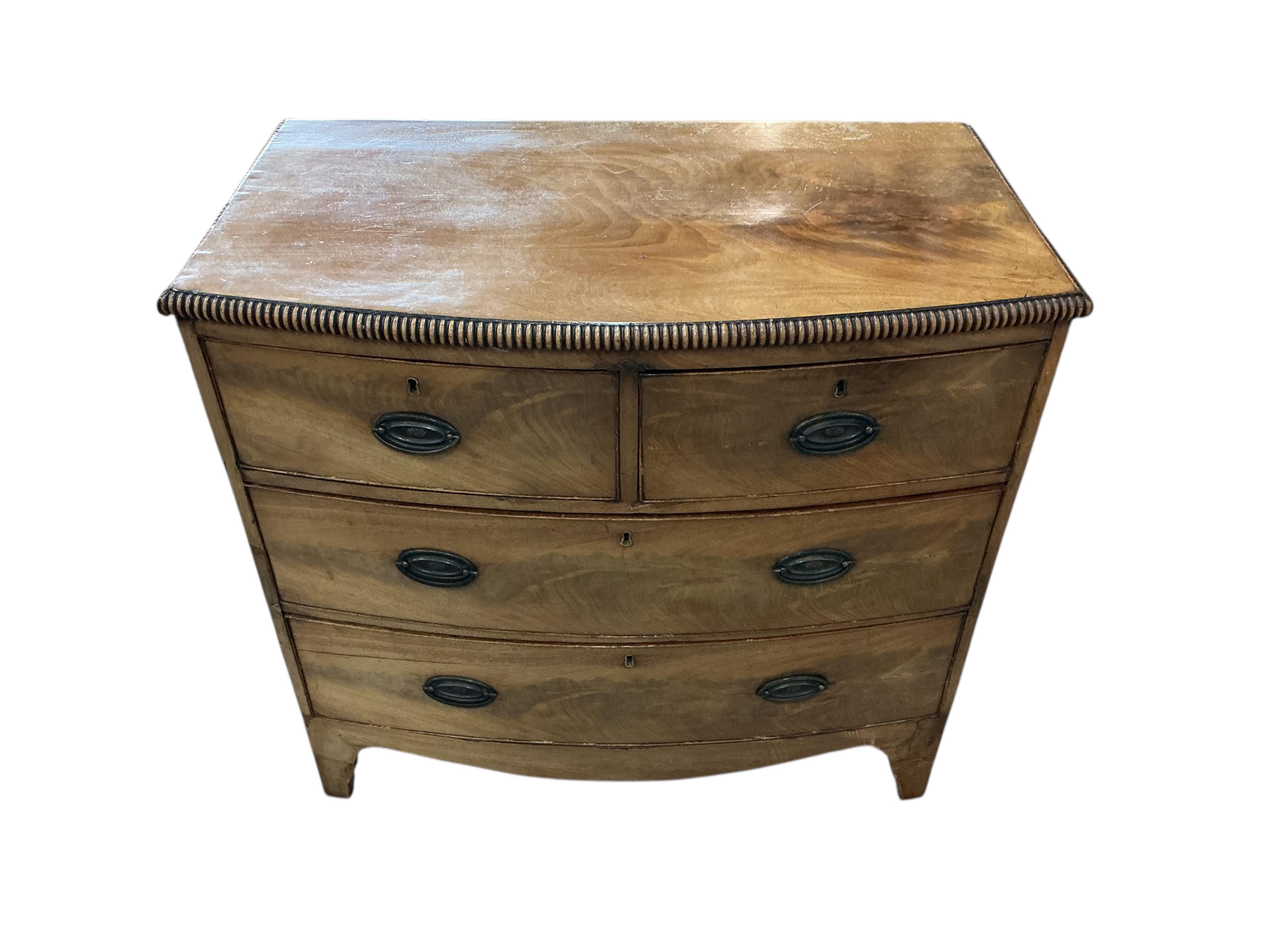 A Regency mahogany bowfront chest, width 92cm, depth 51cm, height 87cm